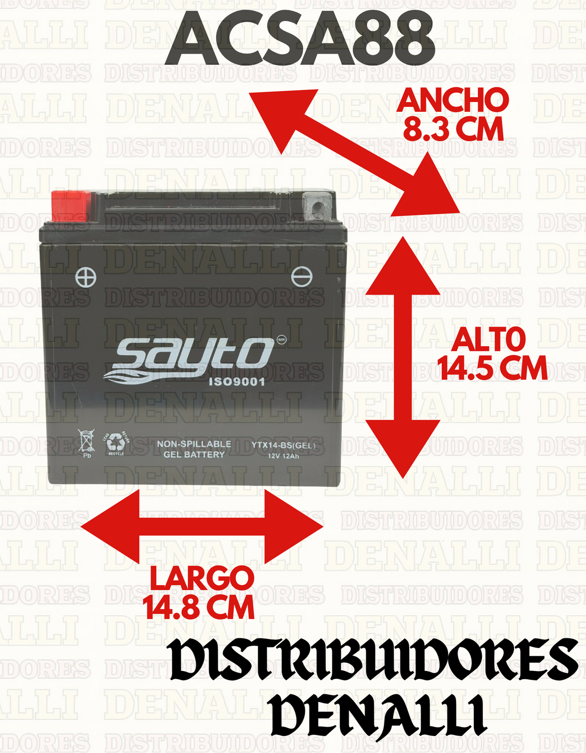 BATERIA DE GEL YTX14-BS. SAYTO