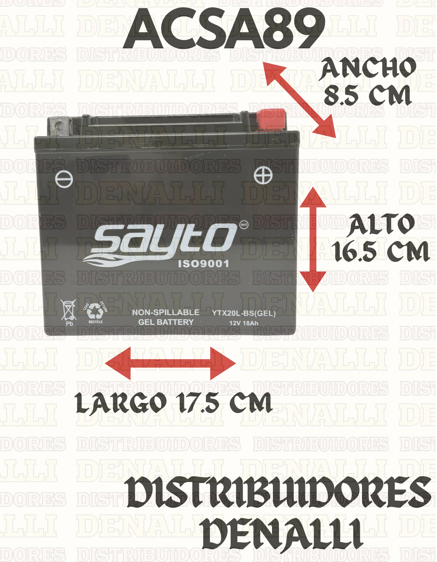 BATERIA YTX20L-BS DE GEL. SAYTO